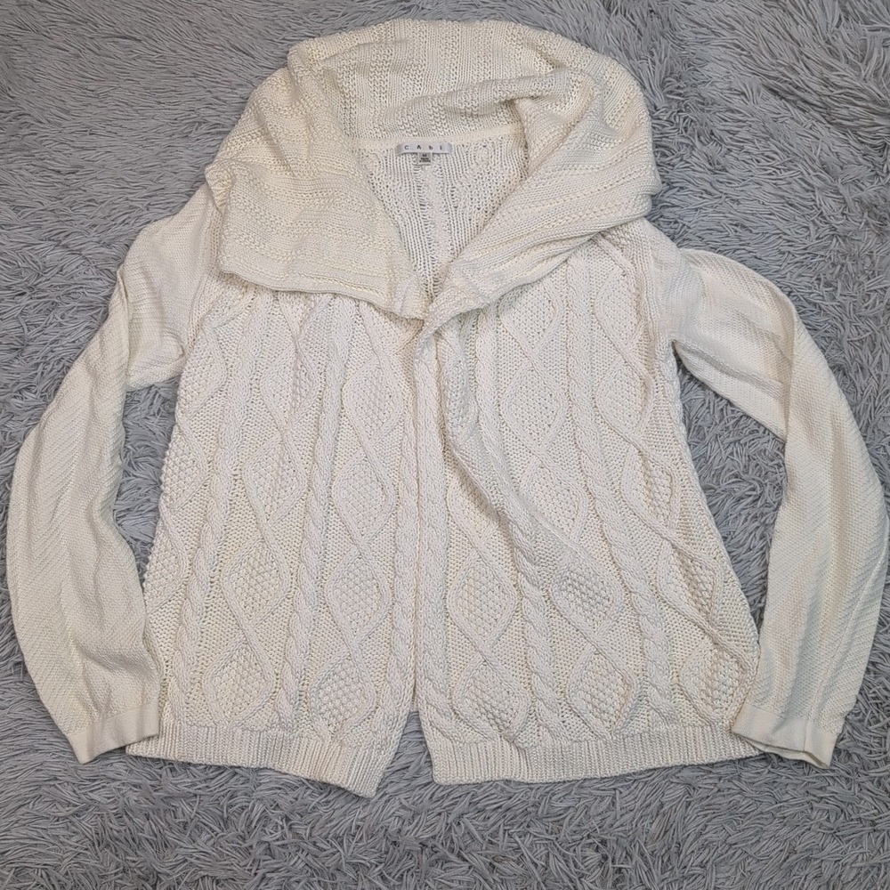 Cabi‎ Sweater Womens M Cardigan Open Front Crochet Preppy Comfort Casual